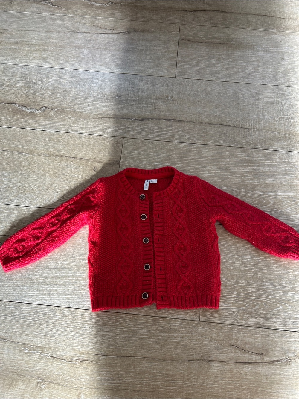 Kids Red Cable-Knit Button Cardigan